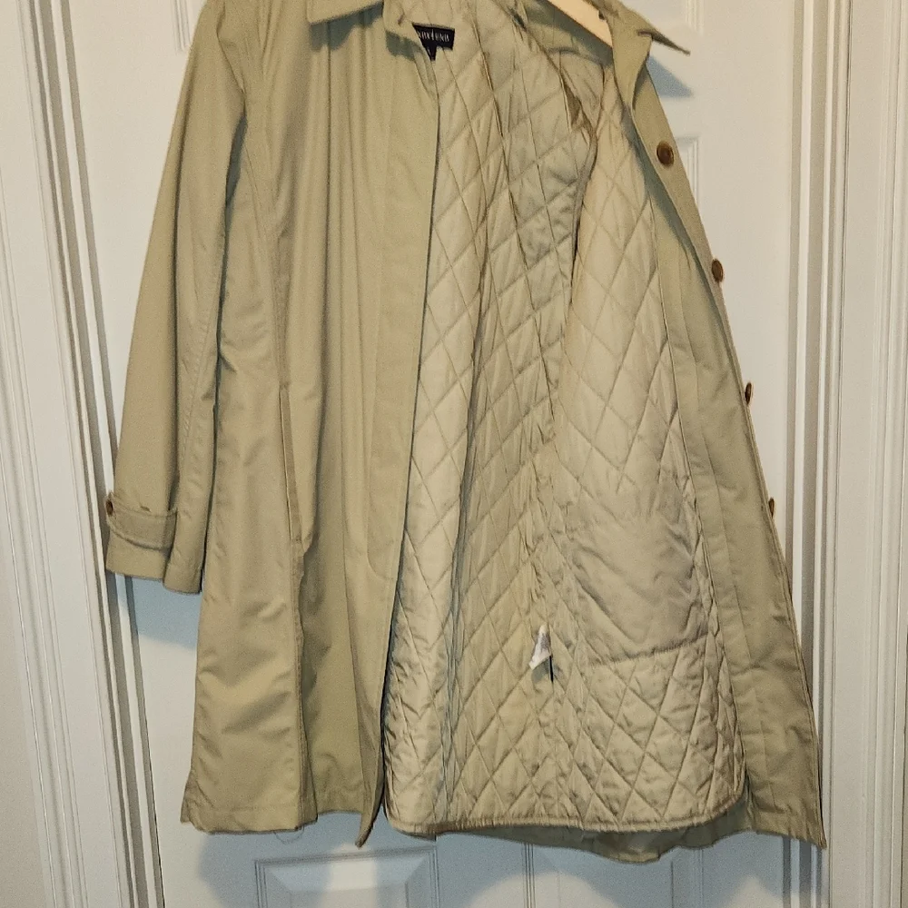 Lands End Tan Trench Coat Lightweight Classic Style - Picture 6 of 12